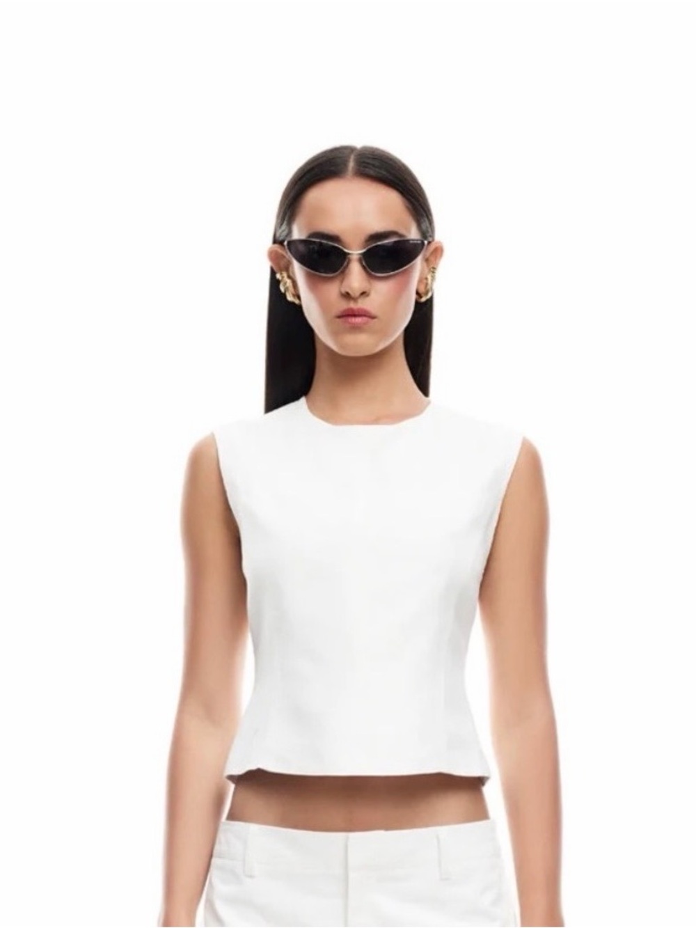 Lioness Countryside White Sleeveless Crop Top Size Large